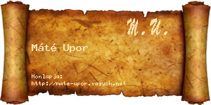 Máté Upor névjegykártya